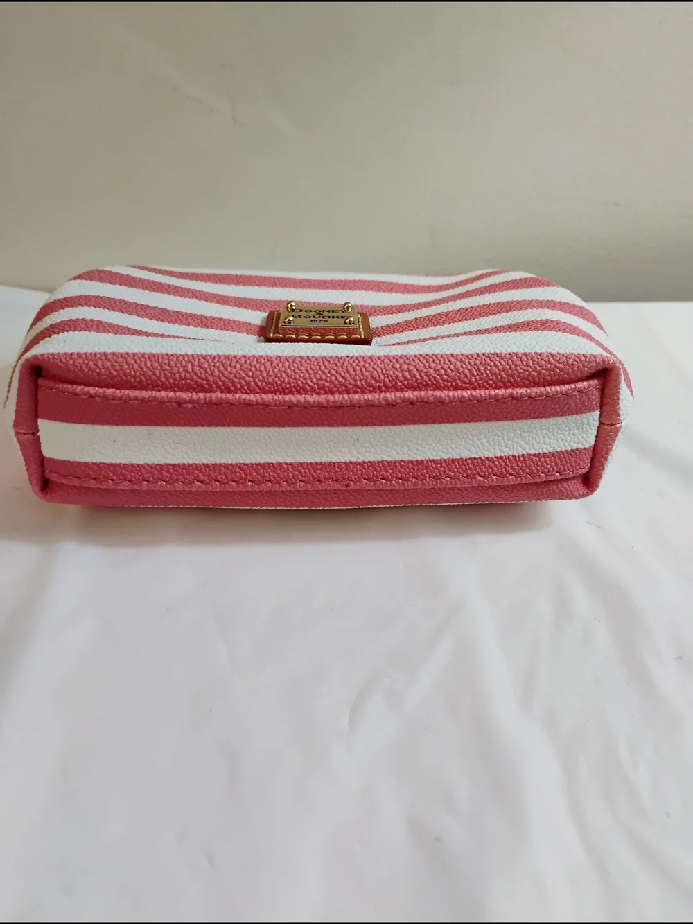 Dooney & Bourke Pink & White Striped Kiss-Lock Clutch - Picture 3 of 4